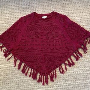 Garnet Hill Girls’ Fringe-Detail Poncho Sweater